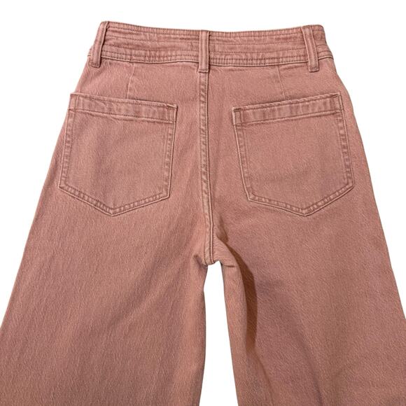 Faherty Harbor Crop Jeans Wide Leg Ankle Length Clay Pink Wash - Size 24 - Picture 12 of 14
